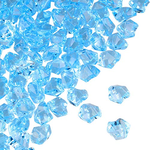 PMLAND Clear Fake Ice Rocks – 550 Pcs Large Light Blue Acrylic Gems Crushed Plastic Diamonds, 3 Lbs / 2.25 Quarts Bulk Vase Filler for Centerpieces Wedding Theme Décor Aquarium Table Scatter - color: Light Blue
