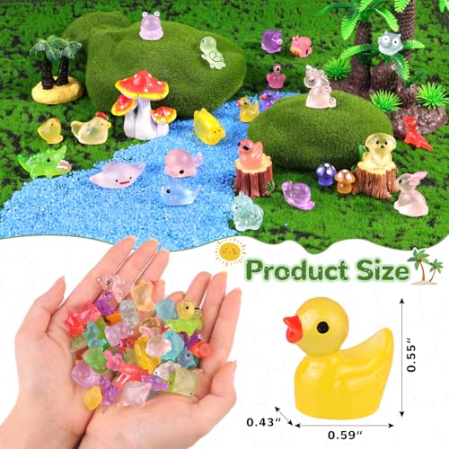 150PCS Mini Resin Animals Tiny Cute Figurines Glow in Dark, Miniature Figures to Hide, Little Animal Small Accessories for Topper Desk Garden Dollhouse Landscape Aquarium Ornaments Crafts & Decor - color: Luminous Animals F-150pcs