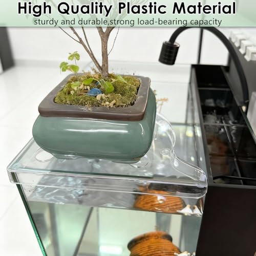 2Pack Clear Aquarium Plant Holder Top Haning Aquarium Corner Shelf Fish Tank Plant Holder for Aquatic Plants Storage Rack Floating Shelves for Fish Tank Decorations Accessories