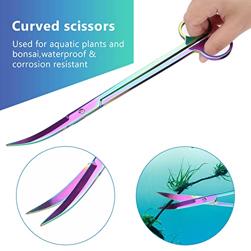 Catcan 4 in 1 Quarium Aquascape Tools Kits, Anti-Rust Stainless Steel Aquatic Plant Aquascaping Tweezers, Scissors, Spatula for Aquarium Tank Cleaning Fish Tank Aquascape Tools Sets - color: Multicolor