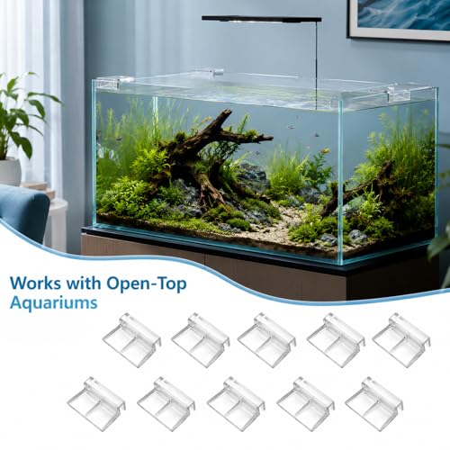 10 Pack Transparent Aquarium Lid Clips 6.3mm Aquarium Cover Bracket Rimless Fish Tank Glass Cover top Support Acrylic and Glass Aquariums top Clips Aquariums Hood Holder Plastic Fish Tank Covers