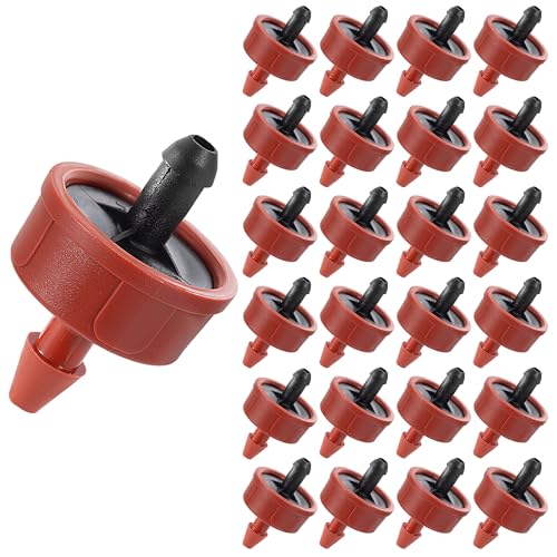 30Pcs 1 GPH Pressure Compensating Irrigation Spot Drippers,Constant Flow Barb Outlet Watering Dripper Emitters Heads Parts for 1/4 Inch Watering Tubing Line for Garden Pots Plant Irrigation Systems - color: 1 GPH 30PCS