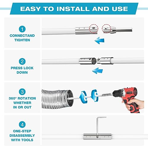 Sealegend 15 Feet Dryer Vent Cleaner Kit/Lint Remover/Upgraded Flexible Quick-Snap Brush with Drill Attachment/Fireplace Chimney Brushes for Easy to Clean/Cleaning Tool Use with or Without Power Drill - size: 15FT