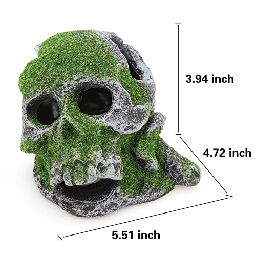 AQUA KT Aquarium Landscape Head Skeleton Skull Rock Fish Hiding Place Cichlid Cave for Gold Betta Fish Tank Decoration Freshwater or Marine Aquariums - color: Aquarium Skull