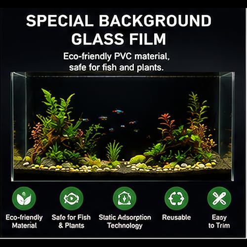 Black Aquarium Background Film, 39"x17.7"in, Static Cling Fish Tank | PVC Static Cling, No Glue, No Residue, Removable, Reusable, Easy Install, for Fish Tank Decor - size: 39"x17.7"in