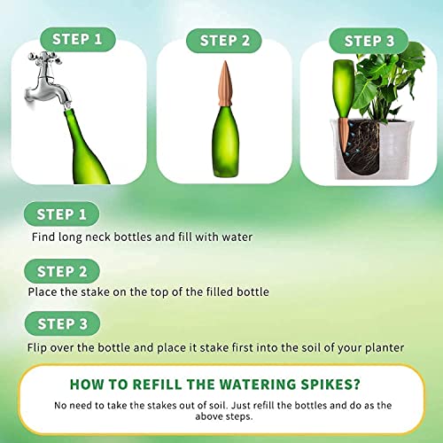 Tcamp 8Pack Plant Self Watering Spikes, Terracotta Plant Watering Devices Wine Bottle Plant Self-Watering Stakes for Indoor Outdoor Plants - size: 8 Pack