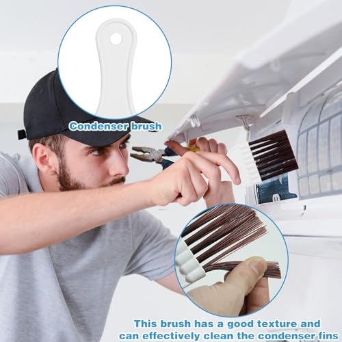 4Pcs Air Conditioner Ac Cleaning Kit, Useful Double-Sided Coil Cleaning Brush, Plastic Coil Brush Blinds Brush 2 in 1 Groove Cleaning Brush, Good Cleaning Effect for Air Conditioners, Refrigerators - color: 4pcs