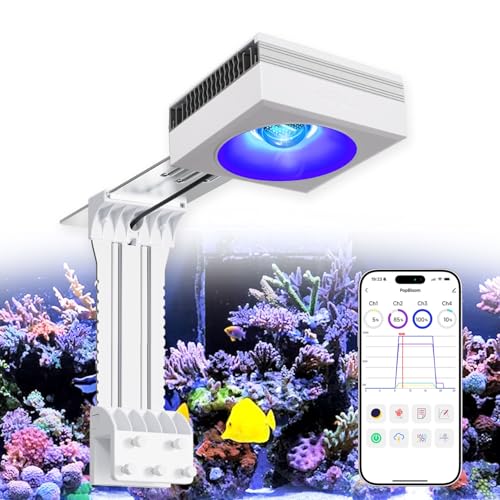 PopBloom 2026 New Launch 120W WiFi & APP Programmable LED Reef Aquarium Light, for 36" 48" 50" 72" Marine SPS LPS Corals & Saltwater Tanks (RL115 with Arm Kit) - color: RL115 with Arm Kit