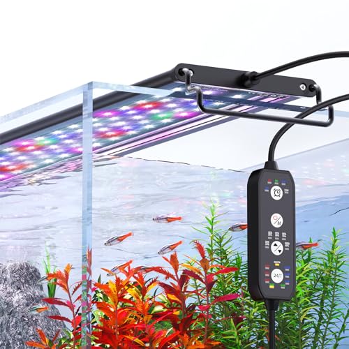 SEAOURA 24/7 Mode Led Aquarium Light for Plants Growth- Sunrise to Moonlight, 7 Colors, Adjustable Timer/Brightness, Full Spectrum Fish Tank Lights for 48 Inch to 54 Inch Tank - size: for 48-54 inch tank