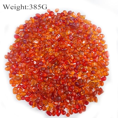 Glass Stones, 0.85LB/385g Red Orange Glass Rocks for Vase, Aquarium Pebbles for Fish Tank, Sea Glass Rocks for Vase Filler Craft - color: Orange Red