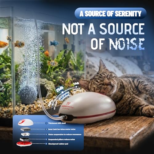 AQUASMITH 1.5w Ultra Quiet Aquarium Air Pump, Aquarium Aerator Adjustable Airflow, Single Hole Suitable for 40 to 70 GPH Fish Tank - size: 1.5W Double hole（ Applies to 40-70 gallon ）