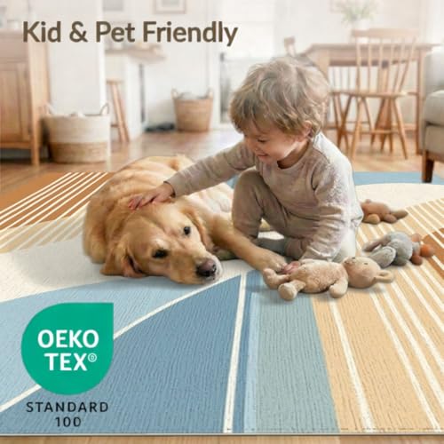 5'x7' Washable Contemporary Stripe Area Rug, Burnt Orange Flatwoven Floor Covering for Dining Room, Under Table, Home Office, Non-Slip Chair-Friendly Carpet | Ref:1993950 - color: Beige/Pattern 24, size: 5' x 7' (Rectangular)