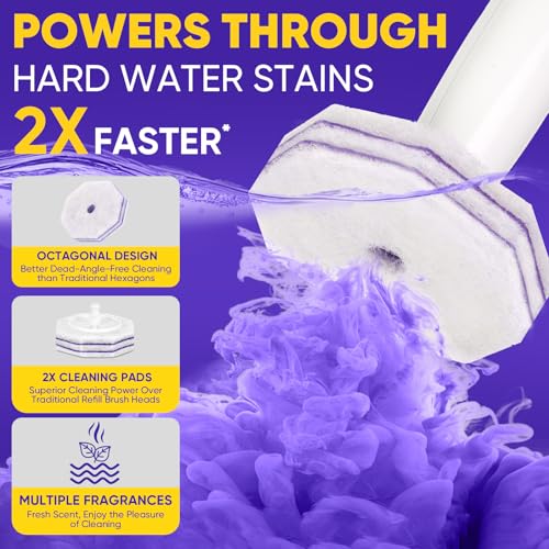 30Ct Aromative Toilet Brush Refills, Toilet Bowl Cleaner Refills, Double-Layer Cleaning Pads Added, Compatible with Most Toilet Brushes，Lavender（Patented） - color: Lavender