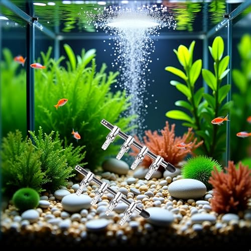 2 Pcs Silver 4-Way Air Flow Control Lever Valve with Airline Tubing Connector for Aquarium, Air Pump Accessories