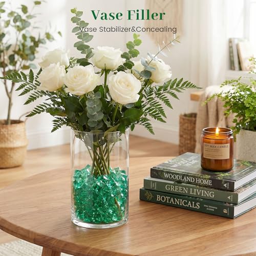 DomeStar 150PCS Fake Ice, Vase Fillers Green Acrylic Fake Diamonds Plastic Gems for Fish Tank Table Scatter Decoration - color: Dark Green