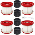 4 Pack HEPA Filter Replacement Kit, Compatible with 49-90-1900 Wet/Dry Vacuum Cleaners, Includes 4 Filters, 4 Foam Sleeves & 1 Cleaning Brush, Washable Reusable