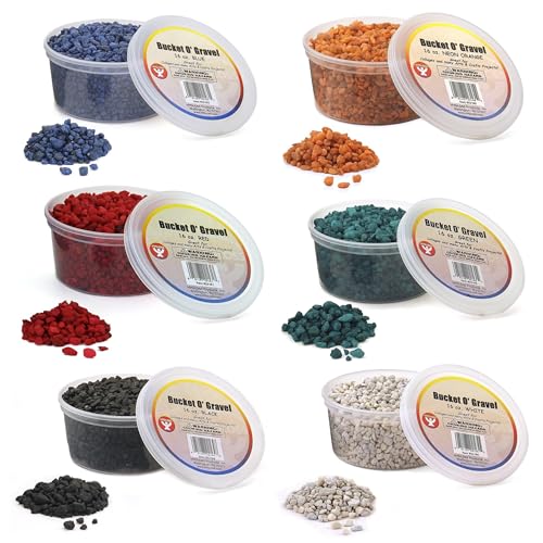 Hygloss Craft Rocks Mini Stones for Art Projects-Bucket O' Gravel, 6 Asst Colors, 1 lb Pack of 6 - color: 6 Color Assortment, size: 1 lb, style: Gravel