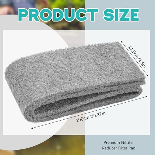 Treela Nitrite Remover Pad 4.53 x 39.37 inches Nitrate Reducer Filter Pad Fish Tank Filter Pads Nitrate Remover Cut to Fit for Aquariums and Pond Reducing Media Pad - color: Gray, size: 4.53 x 39.37 Inch