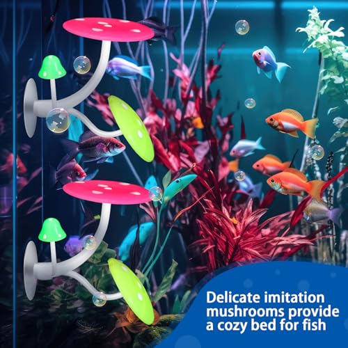 Boao 4 Pieces Betta Fish Tank Accessories Betta Leaf Hammock Pad Simulating The Natural Habitat for Tank Aquarium Spawning Grounds Breeding Resting Bed(Mushroom) - style: Mushroom