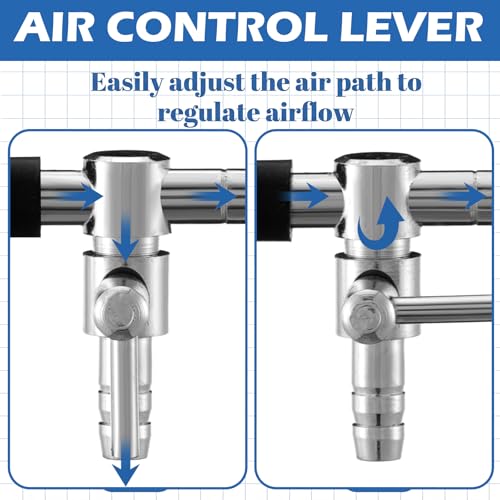 10 Pack Single Way T Shaped Air Flow Control Lever Valve Aquarium Stainless Steel with 10 Pcs Plastic One Way Non Return Valve for Air Pumps Fish Tank Multi-Port Distributor Splitter