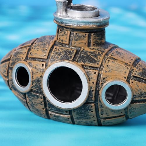 Fish Tank Decoration, Retro Submarine Design, Aquarium Resin Fish Tank Accessories, Providing Hidden Cave Shelters for Fish