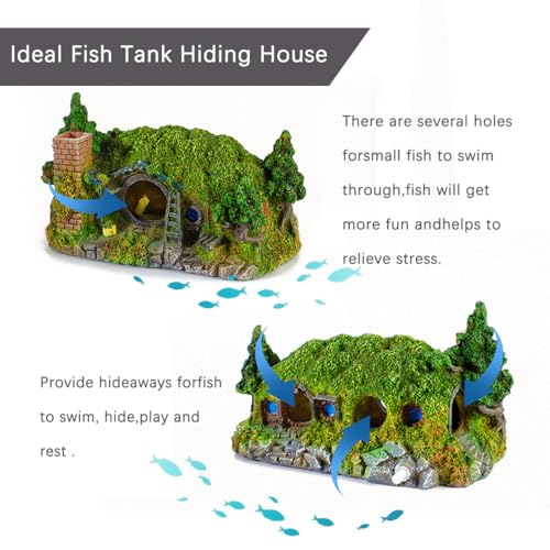 fazhongfa Aquarium Decorations Castle Fish Tank Décor Thematic Ornaments (Hobbit-Small) - size: Hobbit-Small