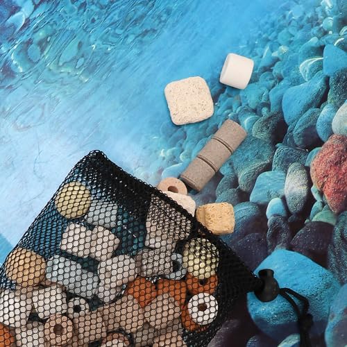 Aquarium Filter Media Bags, Fine Mesh Filter Bags, Mesh Bags for Activated Carbon Resin Filters, Reusable Fish Tank Filter Bags, Black, 9.8"x5.9" 6Pcs