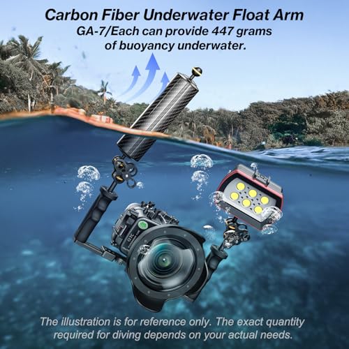 Sea frogs D60mm, 10'', Carbon Fiber Float Arm for Ultralight, Aquatic Arm, Buoyancy Provided 410g, Underwater Camera System Diving Tray Video Light/Strobe GA-7 - color: D60mm, 10'' Carbon Fiber Float Arm