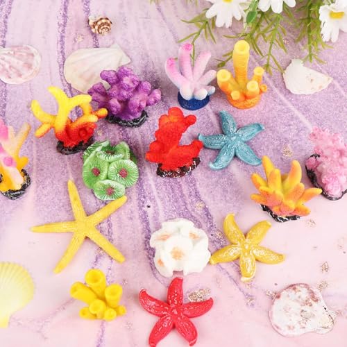 16Pcs Artificial Coral Plant Aquarium Decorations Fake Fish Tank Ornament Decor Artificial Colorful Coral Reef Decoration Accessories for Betta Fish Tank Aquarium DIY Landscape(Lovely Style)