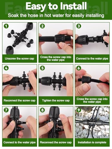 20PCS Locked Barbed Tee Connectors, Kalolary 1/2” to 1/4” Drip Irrigation Fittings Kit 12/16mm to 4/7mm Tube Lock Female Connector 6-Way Barbed Lock Irrigation Parts for Watering System (Black) - color: Black 1/2" to 1/4" 6-Way