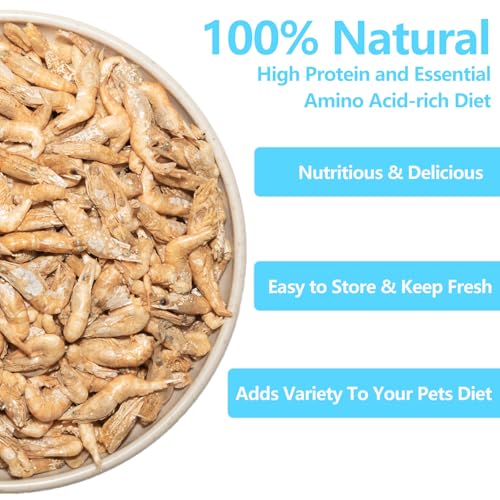 3.5 Oz Freeze Dried River Shrimp Turtle Food, Shrimp for Turtle, Nutrient Rich Treat for Reptiles, Sugar Gliders, Hedgehogs, Tropical Fish