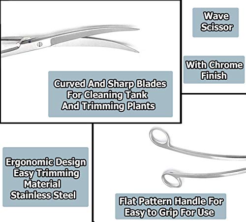 24 Cm Stainless Steel Wave Scissors Aquarium Tank Aquatic Plant Tongs Scissors Tools for Fish Tank Plants by G.S Online Store