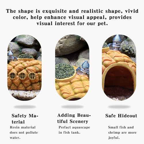 Tfwadmx Aquarium Decorations Resin Pineapple Fish Tank House Hermit Crab Hideout Cave Shelter Decor Underwater Landscape Hut Aquarium Ornament for Shrimps Breeding Hiding
