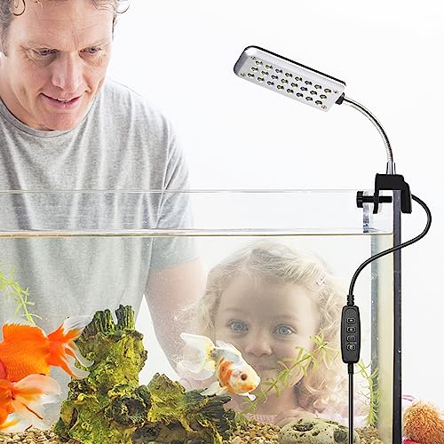 DaToo Aquarium Light Small LED Clip Light for Fish Tank 1.5W with Timer&Dimmer, 1 Yr Warranty - size: 1.5W (With Timer & Dimmer)