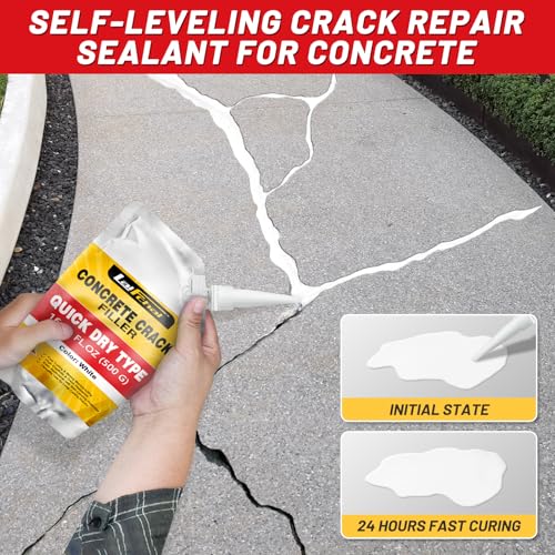 Concrete Crack Filler, Cement Crack Filler, Fast-Drying Crack Filler, Self-Leveling Caulking Sealan Effectively Repairs Cracks in Driveways, Sidewalks, Patios, and Window Sills (4 Pack - 4.4LB) - style: 4 Pack - 4.4LB