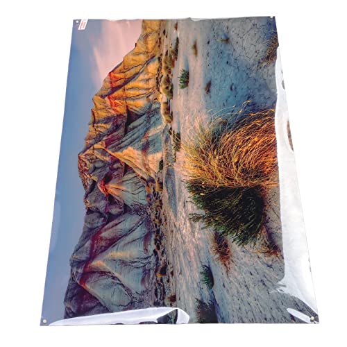 Aquarium Poster Mountain Desert Pattern Self Adhesive 3D PVC Fish Tank Background Decoration, Fade Aquarium Wallpaper Sticker for Freshwater (91 * 50CM) - size: 91*50cm