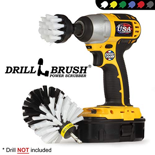 Car, Motorcycle, Truck, Boat - Cleaning Supplies – Drill Brush – Soft White Detailing Brush Kit - Car Wash - Spin Brush - Wheel Cleaner - Interior, Vinyl, Upholstery, Fabric, Leather Seat Cleaner - color: White