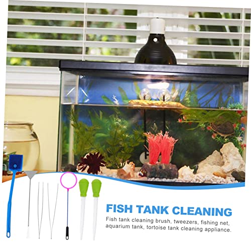 7pcs Aquarium Cleaning Tool Stainless Steel Fish Tank Maintenance Kit Aquascaping Tweezers Net and Scissors Safe for Effortless Cleaning