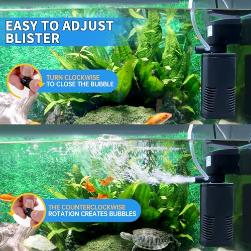 coospider-repta Fish Tank Filter for 15-40 Gallon Tank, 160 GPH Crystal Clear Powerful Internal Aquarium Filters Submersible Pump& Filter System for Fish Tank & Turtle Tank - size: 20-45 Gallon Fish Tank