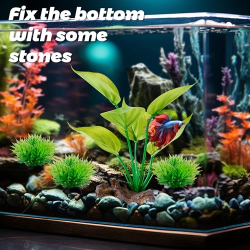 Fish Tank Artificial Plastic Plants Decorations 6inch Silk Betta Leaf pad Hammock Hides Small Aquarium Decor Fish Bowl Accessories Reptiles Turtle Tank Driftwood Ornaments