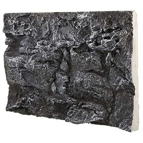 Kisangel 17.7x11.8 Inch Rock Terrarium Background, 3D Reptile Tank Backdrop Board for Bearded Dragon, Lizard, Gecko, Snake Habitat, Realistic Climbing Wall Decor, Dark Grey - color: Dark Grey
