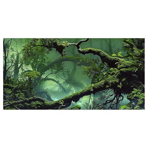 Foggy Forest Terrarium BackgroundStone Green Tree Tropical Reptile Habitat Rainforest Aquarium Background, Polyester Background 6 EVA Double-Sided Tapes 36x18 inches/90x45 - color: Forest, size: 36"L x 18"W