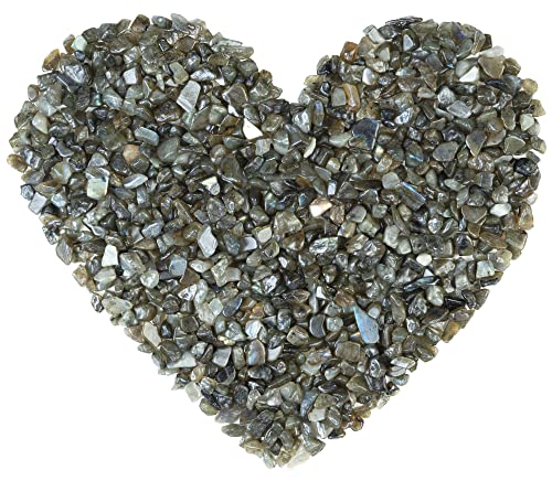 Crocon 1 LB Crushed Labradorite Chips Bulk Stones 2000+ Carats Natural Quartz Pieces Irregular Shape Gemstones for House Warming Gifts New Home and Chakra Healing Crystals Home Décor Gifts for Women - color: Labradorite Chips, size: 1 Pound