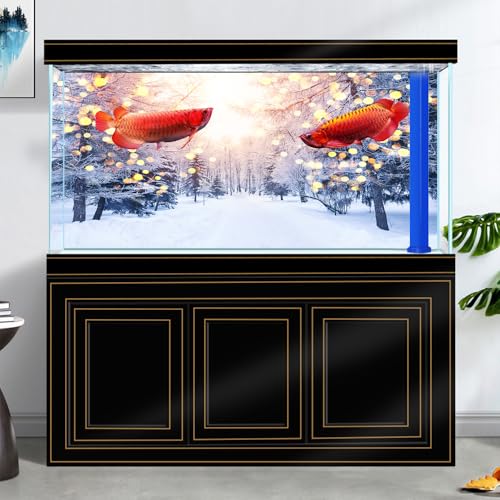 48x24IN Winter Snow Scene Aquarium Decoration - White Snow Covered Trees Pathway in Sunshine Winter Season Scenic Fish Tank Decor, Christmas Art Terrarium Background - size: 48X24in/120X60cm