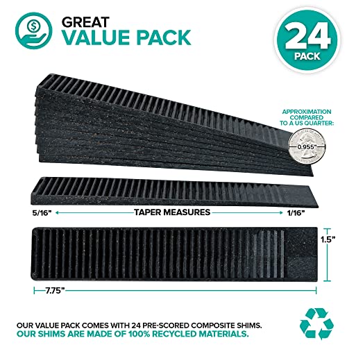 Composite Shims (24 Pack) - Hard Composite Shims for Home Improvement - Never Rot for Leveling - Restaurant Table Levelers - Table Wedges - Toilet Levelers - DIY Furniture Levelers - Stock Your Home