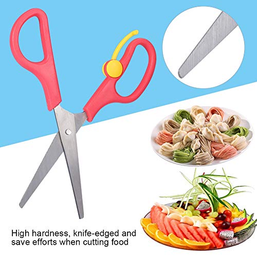 Food Shears Stainless Steel Baby Scissors Food Scissor with Plastic Cover for Toddlers, Preschool Training Kids Scissors(Red)