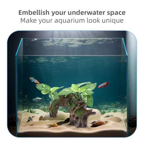 relaqcc Aquarium Decor Ornaments Artifical Driftwood Cave Fish Tank Decorations Silk Aquarium Plants for Betta Fish Tank Accessories - color: Type-b