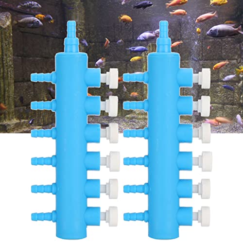Fishtank Air Splitter, 2pcs Aquarium Air Flowing Control Lever Valve Pipe Distributor Aquarium Oxygen Pump Adapter Accessory 4 Way Outlet Fish Tank Air Splitter (One Minute six) - size: One minute six, style: One minute six