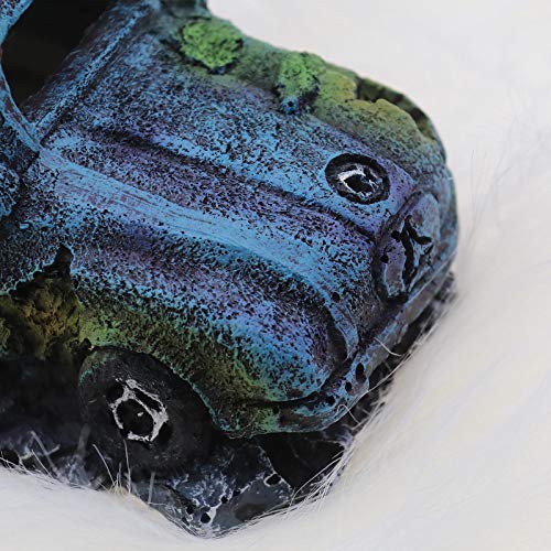Create idea Aquarium Fish Tank Decor Ornament Resin Imitation Accident Car Landscape Terrarium Home Interior Decorating Accessories 12x7x7cm Blue