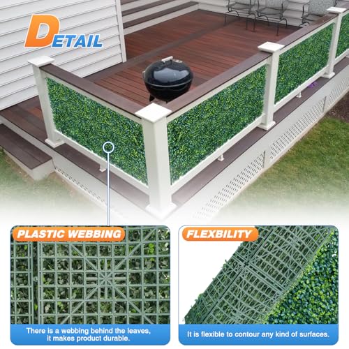 TANG 20"x20"-1PC Artificial Greenery Boxwood Panels Grass Wall Panel, Faux Privacy Fence Ivy Screens Backdrop Fake Hedge for Indoor Outdoor Wedding Décor, Dark Boxwood Double Color - color: Dark Boxwood Double Color, size: 20"x20"